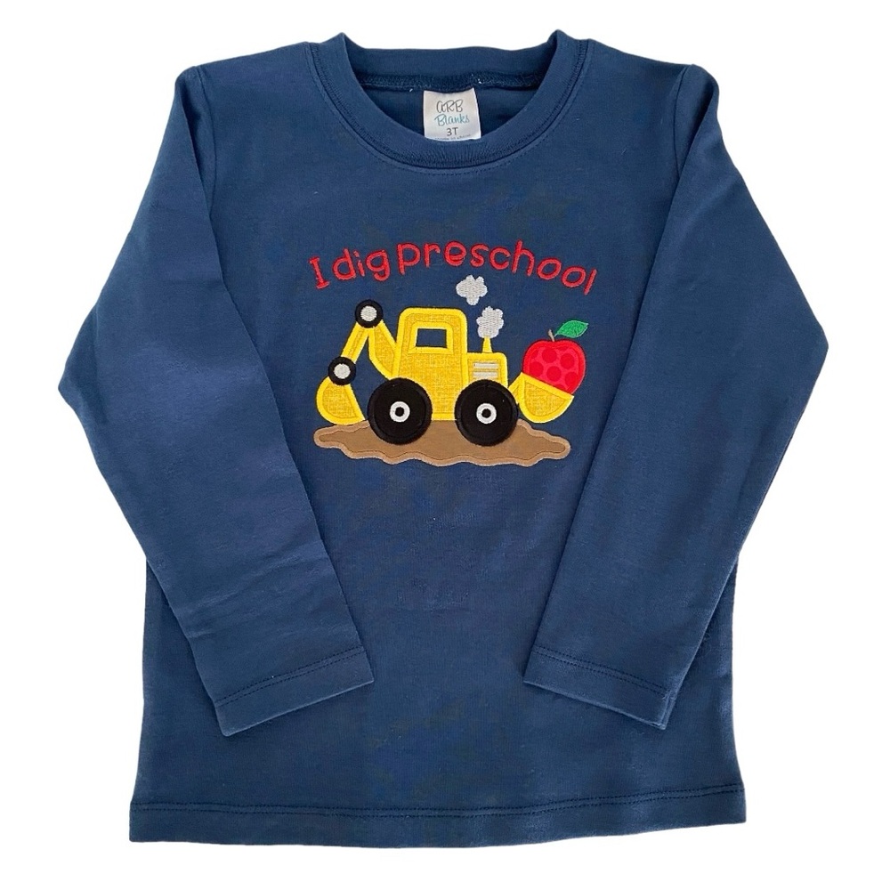 I Dig Preschool Tee Shirt Truck Backhoe